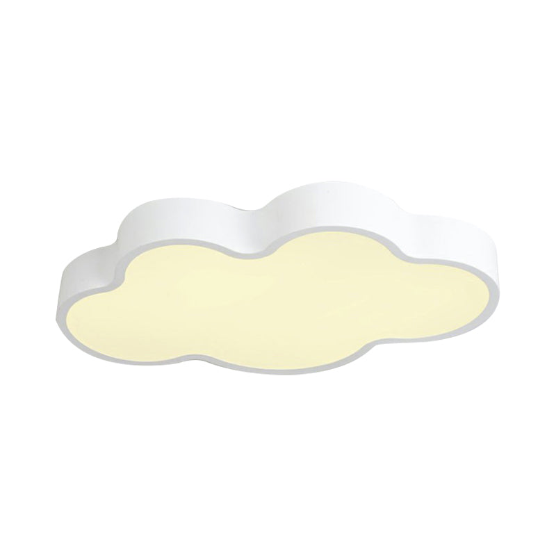 Macaron Cloud Shaped Ceiling Lighting Acrylic 20.5"/24.5" Wide LED Bedroom Flush Mounted Lamp in White/Blue