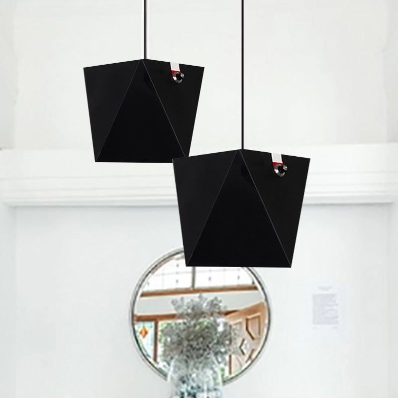 Metallic Trapezoid Hanging Light Fixture Nordic Black/White LED Pendant Lighting in Warm/White Light
