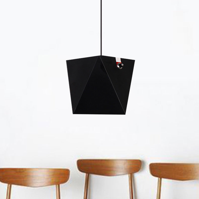 Metallic Trapezoid Hanging Light Fixture Nordic Black/White LED Pendant Lighting in Warm/White Light