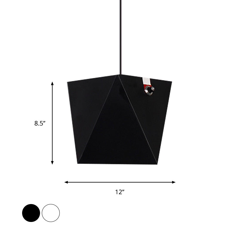 Metallic Trapezoid Hanging Light Fixture Nordic Black/White LED Pendant Lighting in Warm/White Light