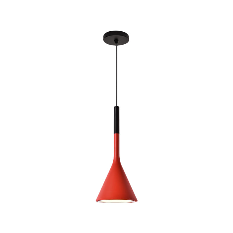 Trumpette Metallic Hanging Lamp Nordic Style 1 Bulbe Red / Blanc / Black Finish Down Lighting Pendentif
