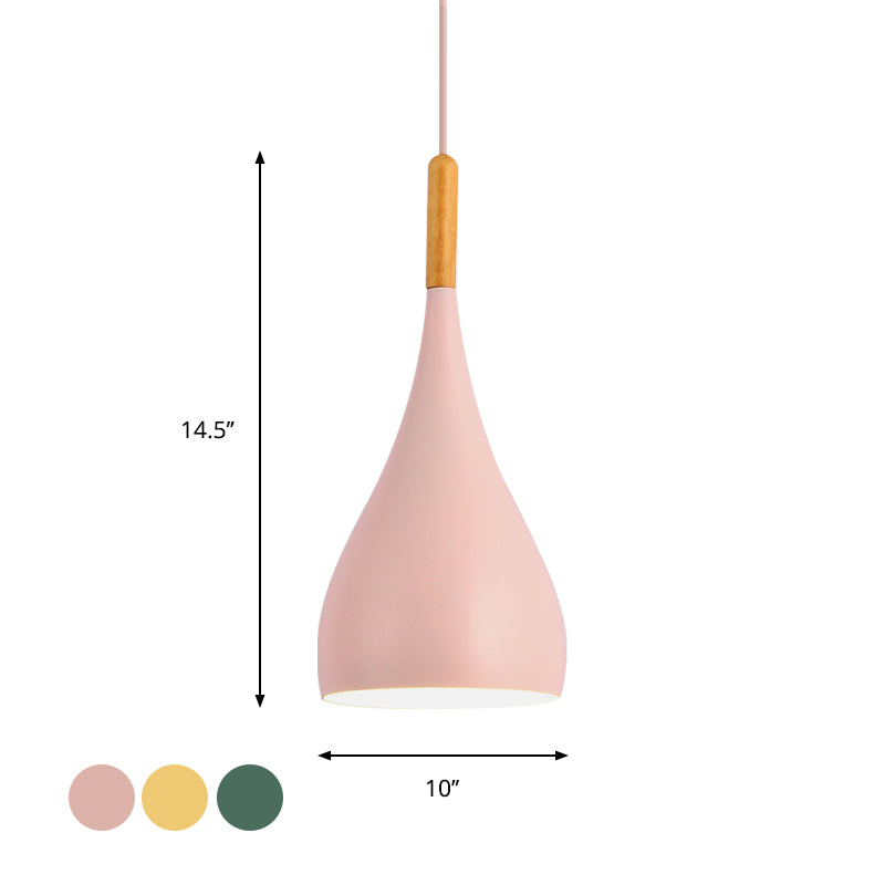 Macaron Raindrop Plafond Pendant Light Light Aluminium 1 Light Dining Room Hanging Lamp Kit en gris / rouge / bleu