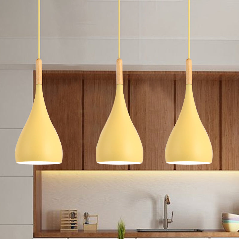 Macaron Raindrop Plafond Pendant Light Light Aluminium 1 Light Dining Room Hanging Lamp Kit en gris / rouge / bleu