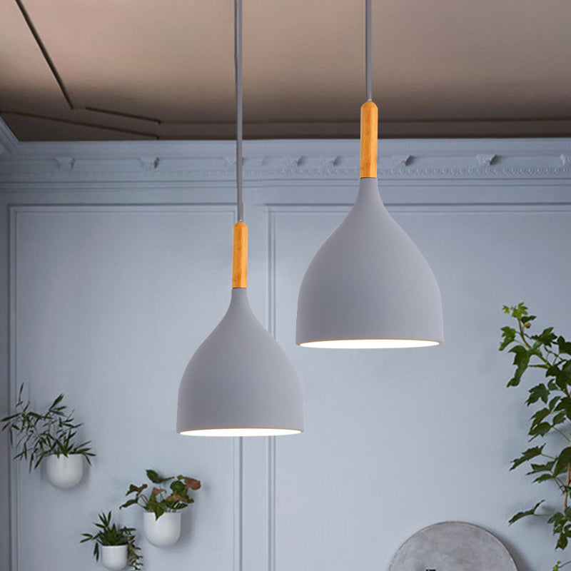 Macaron Raindrop Plafond Pendant Light Light Aluminium 1 Light Dining Room Hanging Lamp Kit en gris / rouge / bleu