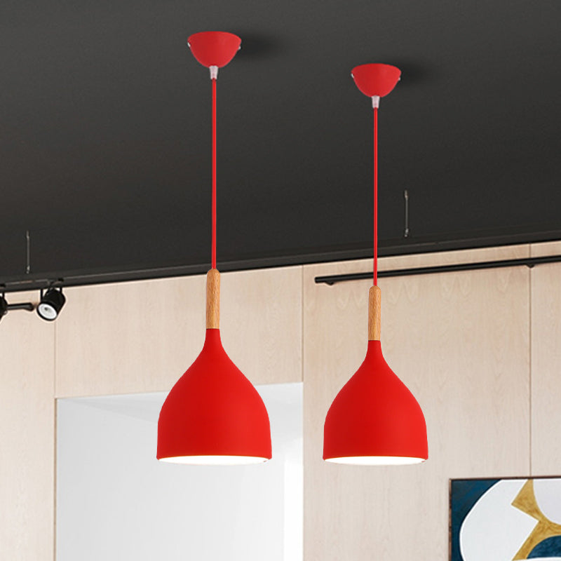 Macaron Raindrop Plafond Pendant Light Light Aluminium 1 Light Dining Room Hanging Lamp Kit en gris / rouge / bleu