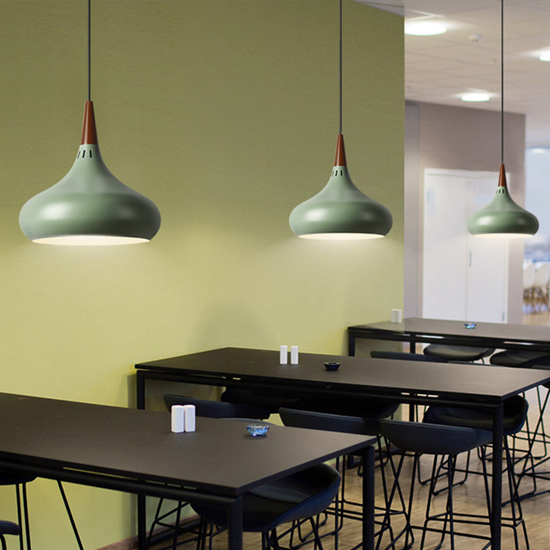 Éclairage pendentif à l'oignon Macaron Aluminium simple Green / blanc / Gold Plafond Plafond avec douille ventilée