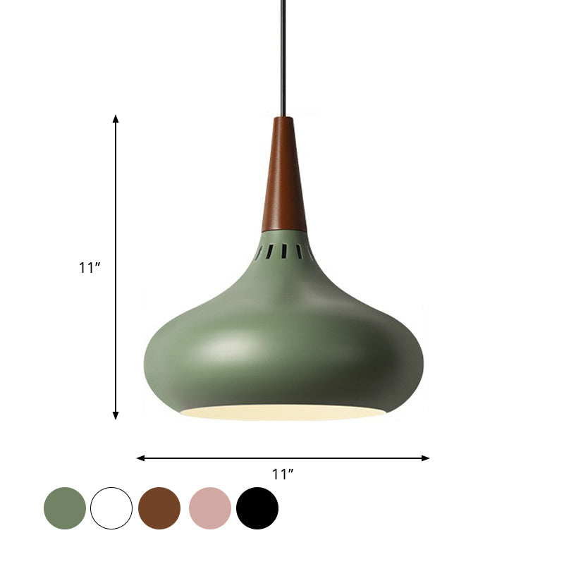 Éclairage pendentif à l'oignon Macaron Aluminium simple Green / blanc / Gold Plafond Plafond avec douille ventilée