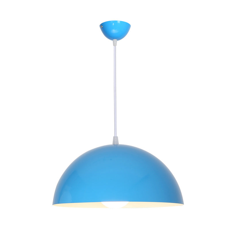 Aluminum Dome Commercial Pendant Lighting Macaron 1 Head Red/Blue/Black Ceiling Hang Light for Bedroom