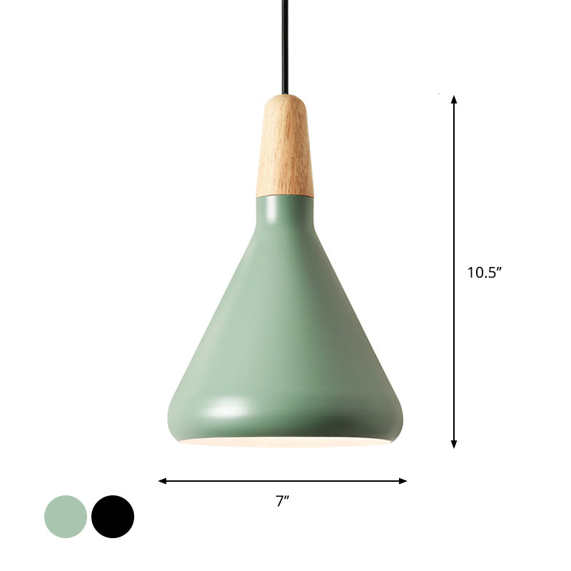 Plafonnier suspendu à suspension macaron aluminium 1 bulbe rose / or / gris et pendant en bois