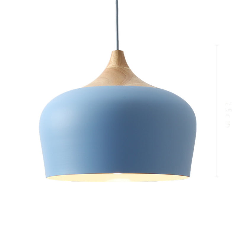 Oignon / bol / chambre à coucher effilée suspension suspension en aluminium 1-Light Macaron Style Lampe en rose / jaune / bleu