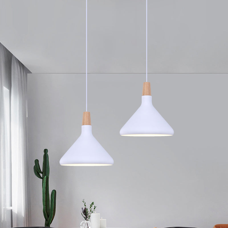 Kolbenförmige Anhänger Leichte Makkaron Aluminium Single Kitchen Dinette Drop -Lampe in Gold/Blau/Rosa und Holz
