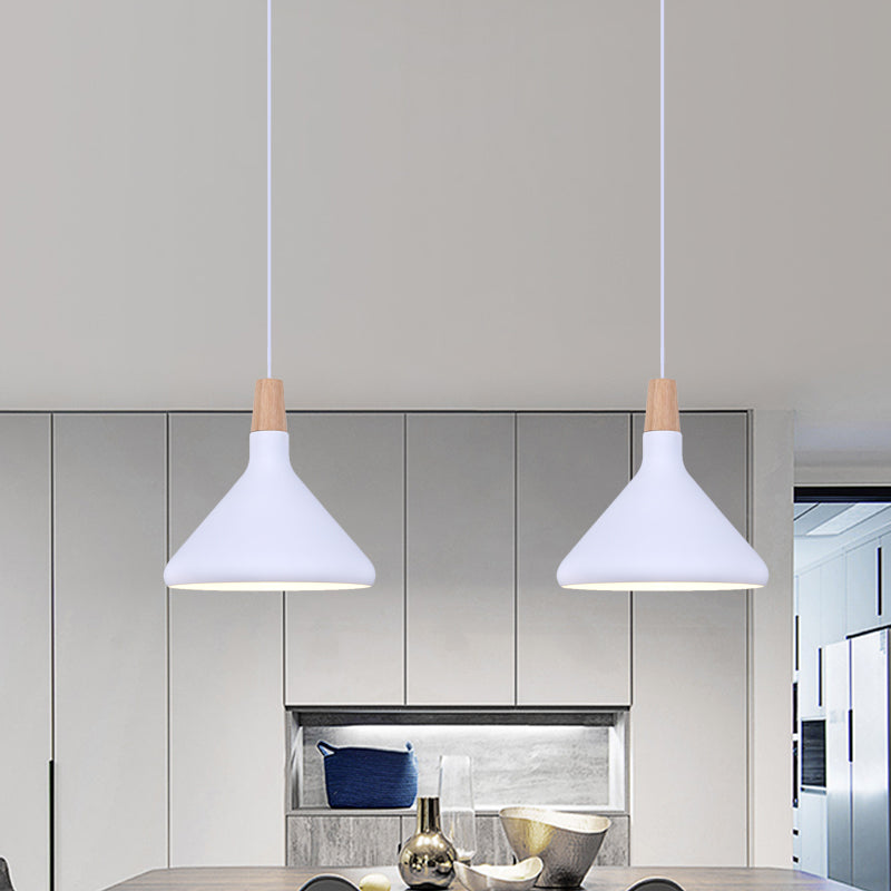 Kolbenförmige Anhänger Leichte Makkaron Aluminium Single Kitchen Dinette Drop -Lampe in Gold/Blau/Rosa und Holz