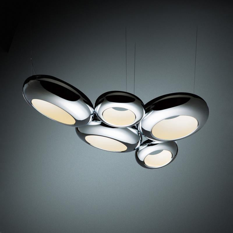 Lámpara de techo LED de hierro de donas moderna 1/3/5 luces de lámpara de araña de oro negro/rosa con cables ajustables