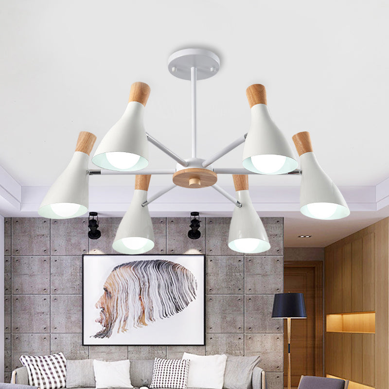 Cone Living Room Hanging Lights Metal 6 Bulbes de style moderne