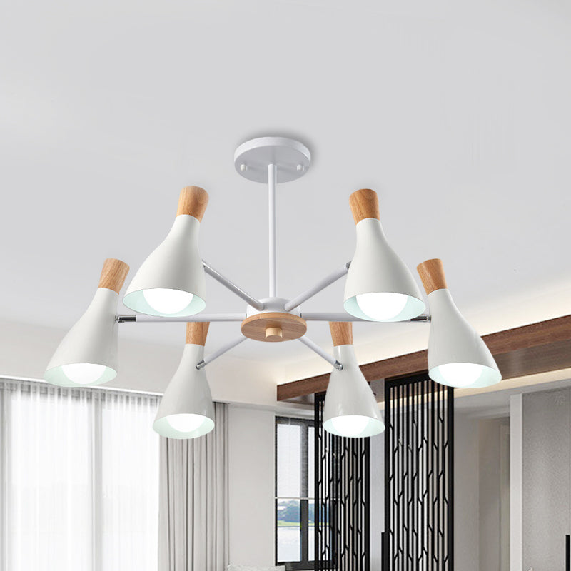 Cono soggiorno luci sospese metallo 6 lampadine moderne lampadario