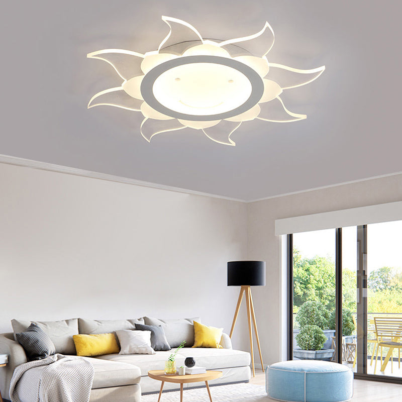 White Blazing Sun Ceiling Mount Light Modern Stylish Acrylic LED Ceiling Lamp for Dining Room