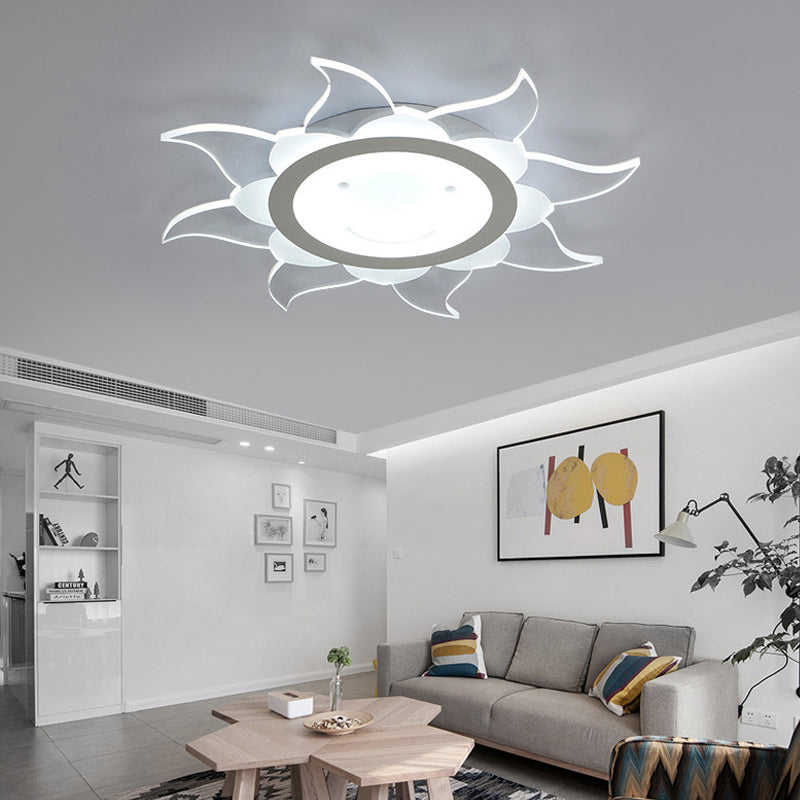 White Blazing Sun Ceiling Mount Light Modern Stylish Acrylic LED Ceiling Lamp for Dining Room