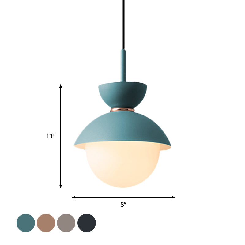 Hourglass Hanging Light Fixture Macaron Opal Glass 1 Bulb Blue/Pink/Grey Pendant Lighting for Restaurant