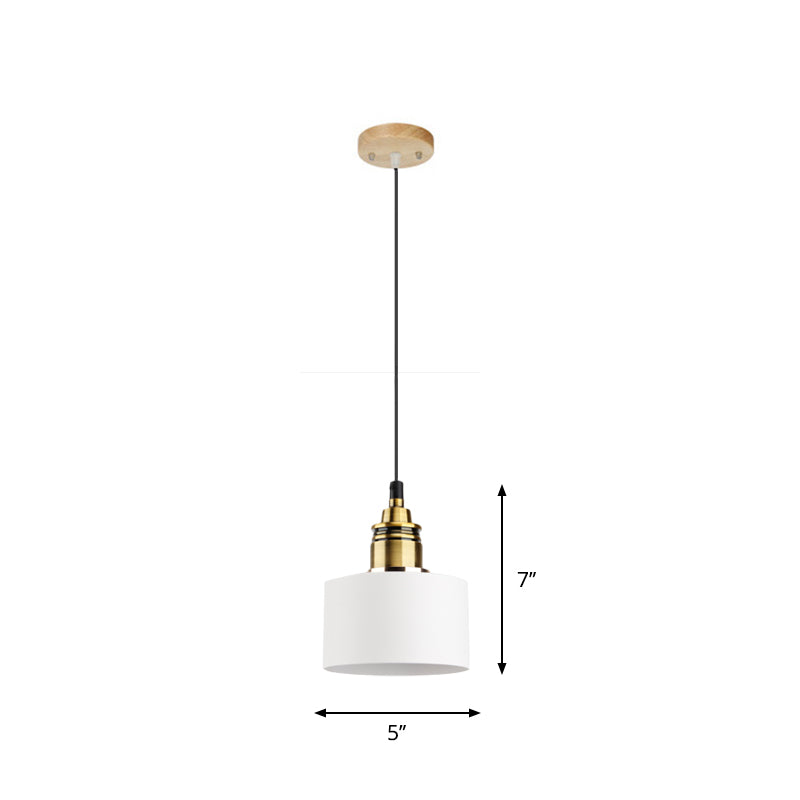 Dome/Cylinder/Cone Iron Hanging Light Macaron Single White/Pink/Blue and Brass Ceiling Pendant Light for Bedside