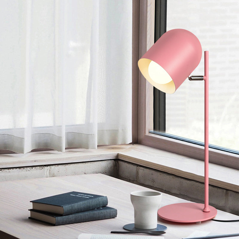 Cloche Shade Kids Room Study Lamp Aluminum 1 Head Macaron Night Table Light in Pink/Blue/Green with Pivot Joint