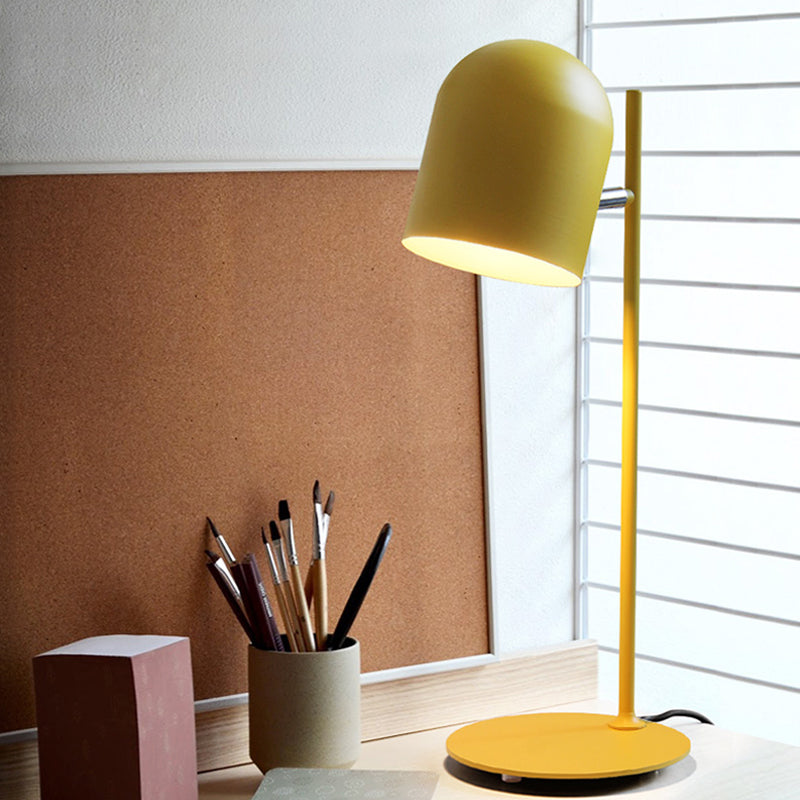 Cloche Shade Kids Room Study Lamp Aluminum 1 Head Macaron Night Table Light in Pink/Blue/Green with Pivot Joint