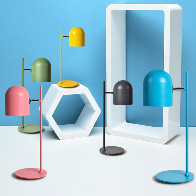 Cloche Shade Kids Room Study Lamp Aluminum 1 Head Macaron Night Table Light in Pink/Blue/Green with Pivot Joint