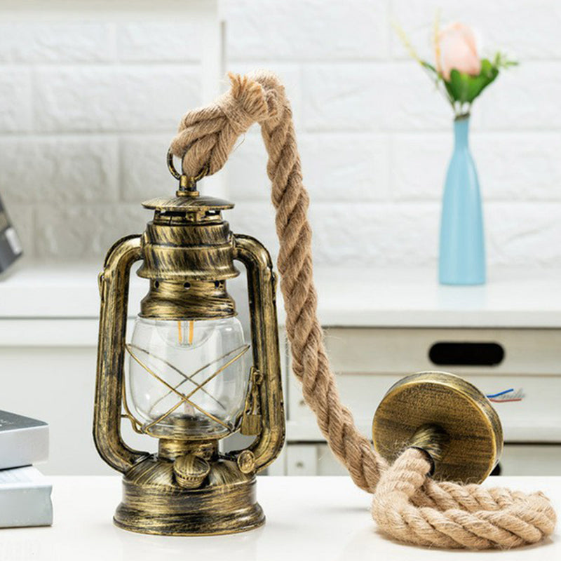 Kupfer/Gold/Bronze -Kerosin Hanging Lampe Küste klares Glas 1 Glühbettpendel -Leuchte mit Seilschnur