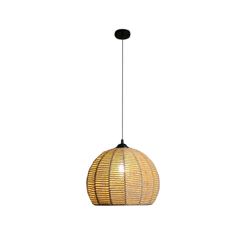 Schwarz/braun 1-leichter Anhängerlampe ländliches Hanfseil Halbglobe Deckenleuchte über Esstisch, 10 "/12" breit