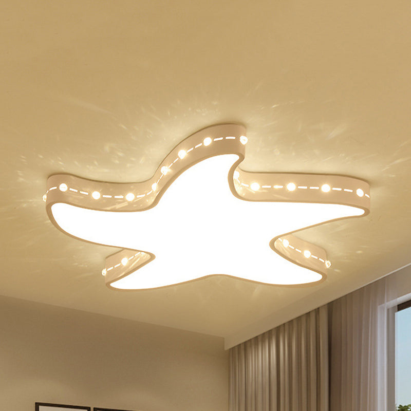 Baby Room Starfish Flush Mount Light Acrylic Modern Stylish LED Ceiling Lamp in White