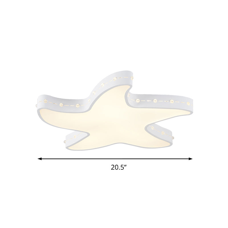 Baby Room Starfish Flush Mount Light Acrylic Modern Stylish LED Ceiling Lamp in White