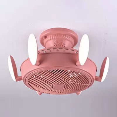 Nordic Style Fan Semi Flushmount Light 6 Lights Macaron Colored Ceiling Fan for Bedroom