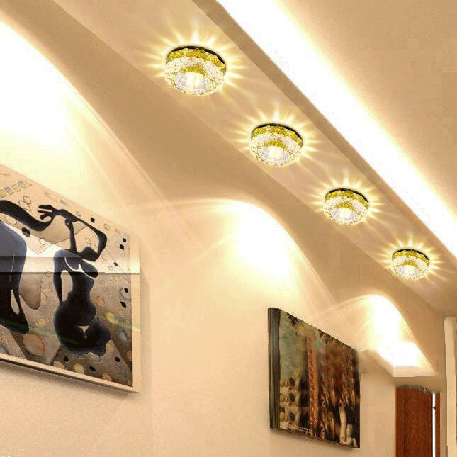 Floral Shape Crystal Flush Mount Round Flushmount Ceiling Fixture