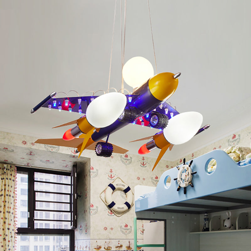 Blauw luchtvliegtuig hanger licht koel metalen ophanging licht voor jongens slaapkamer