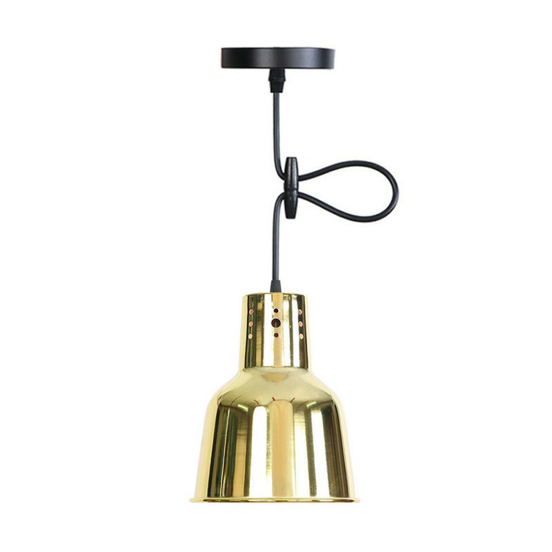 Iron Bell/Cone/Trumpet Pendant Light Kit Vintage 1 Head Living Room Down Lighting with Vent Hole in Gold