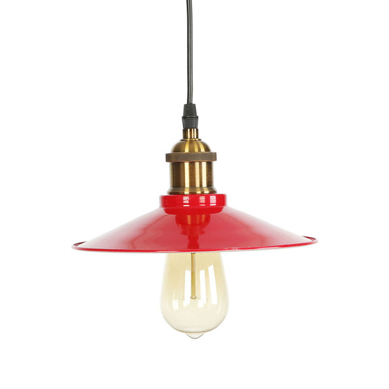 Rouge 1 Bulbe Pendant Light Kit Loft Style Soucoupe en fer Shade suspendue plafond pour salon, 8,5 "/ 10" / 14 "W