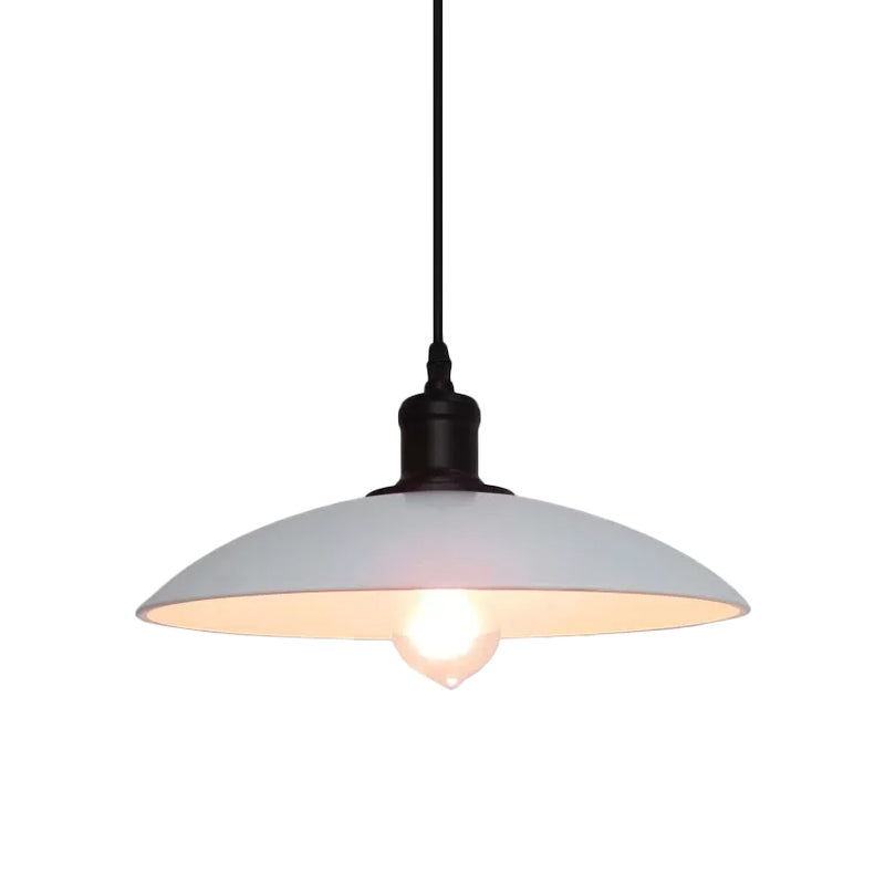 Lampada a sospensione per ciotola di ciotola bassa metallica Vintage Bulb Bulb Soggiorno Ampicca la luce in bianco/bianco