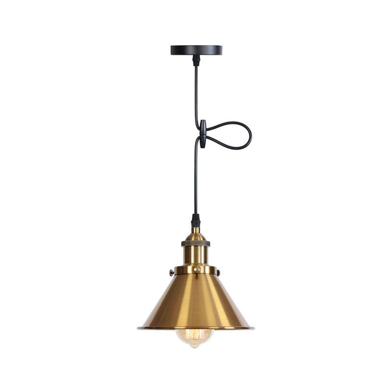 Broll-Trim-Kegel-Eisen anheizt helles industrielles industrielles Einzel-Bulb-Küchenstangenpendel Licht in Schwarz/Kupfer/Rost mit Kabelgriff