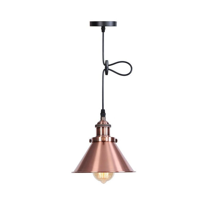 Broll-Trim-Kegel-Eisen anheizt helles industrielles industrielles Einzel-Bulb-Küchenstangenpendel Licht in Schwarz/Kupfer/Rost mit Kabelgriff