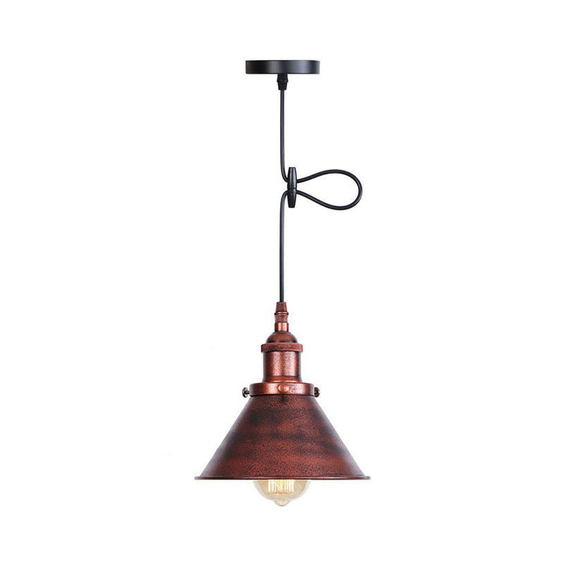 Broll-Trim-Kegel-Eisen anheizt helles industrielles industrielles Einzel-Bulb-Küchenstangenpendel Licht in Schwarz/Kupfer/Rost mit Kabelgriff