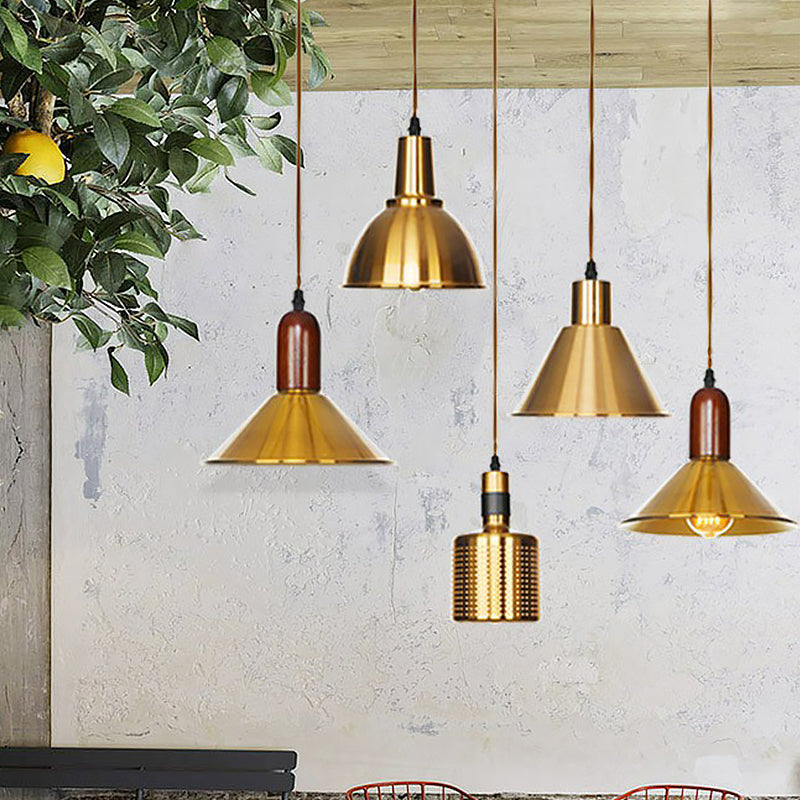 Bronze Finish Disc / Dome / Cone Plafond Lampe de plafond Anited Fer Single-Bulb Dining Salle suspendue Pendre Lumière