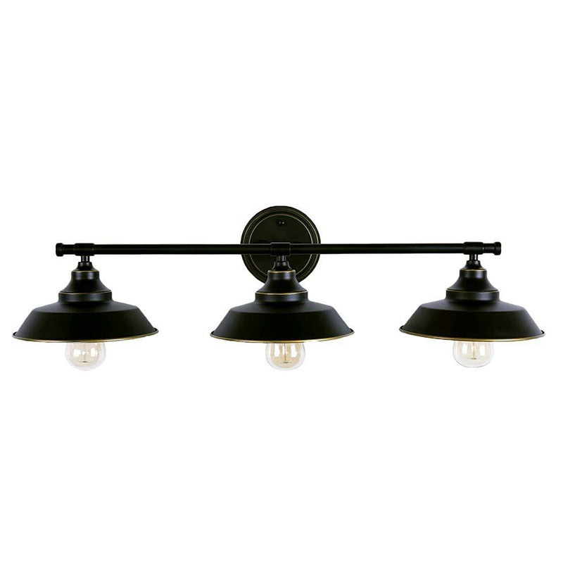 3 Lights Barn Wall Mounted Lamp Country Style Black Iron Wall Light Fixture with Linear Arm