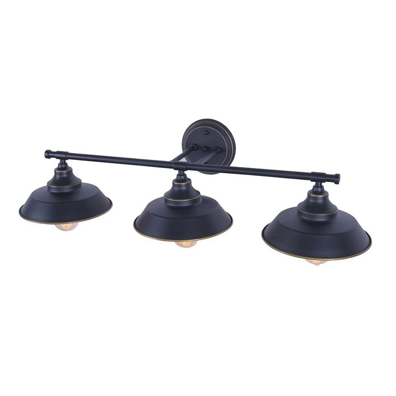 3 Lights Barn Wall Mounted Lamp Country Style Black Iron Wall Light Fixture with Linear Arm