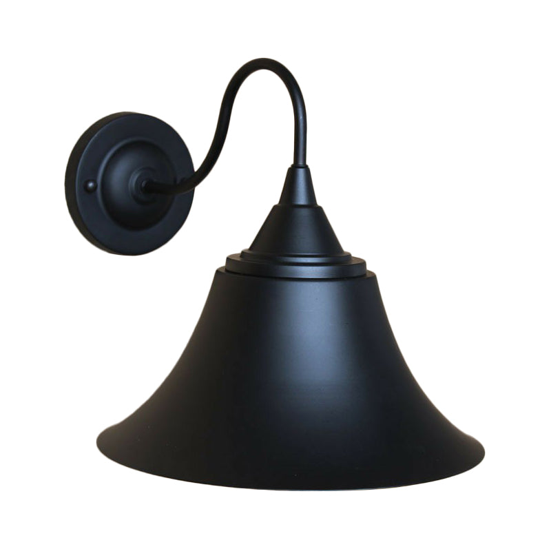 Iron Carillon Wall Lighting Ideas Rural 1-Light Bistro Gooseneck Wall Mounted Light in Black/Antique Black/Rust