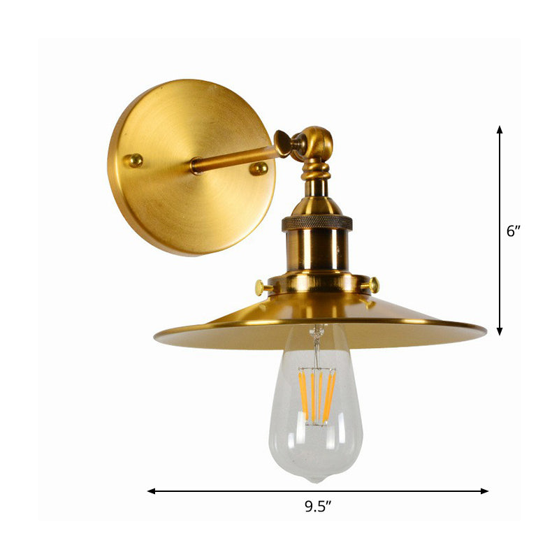 Gold Rotating Saucer Wall Light Fixture Industrial Metal 1-Light Dining Room Wall Mounted Lamp