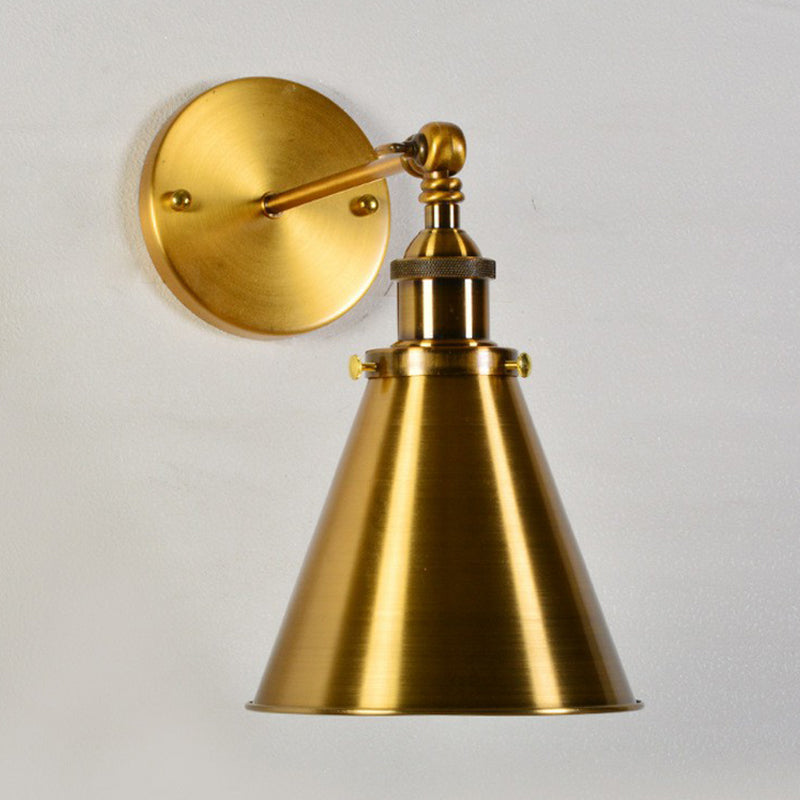 Brass Finish Swing Arm Wall Lighting Vintage Metallic Single Dining Room Wall Mounted Lamp with/without Shade