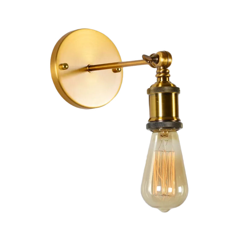 Brass Finish Swing Arm Wall Lighting Vintage Metallic Single Dining Room Wall Mounted Lamp with/without Shade