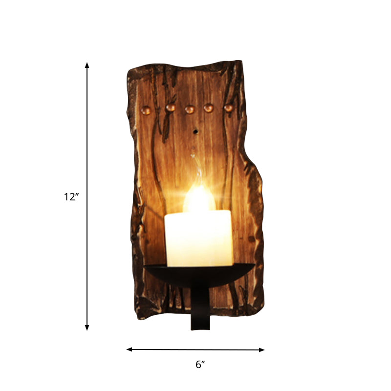 Oval/fischförmige Holzwandleuchten leichte rustikale 1 Kopfküchenwandmontierte Lampe mit Kerze/Laterne in Braun