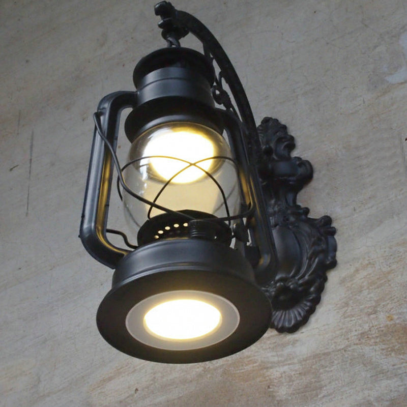 Transparent Glass Bronze/Black Wall Light Kerosene 1 Bulb Nautical Wall Mounted Lamp for Foyer
