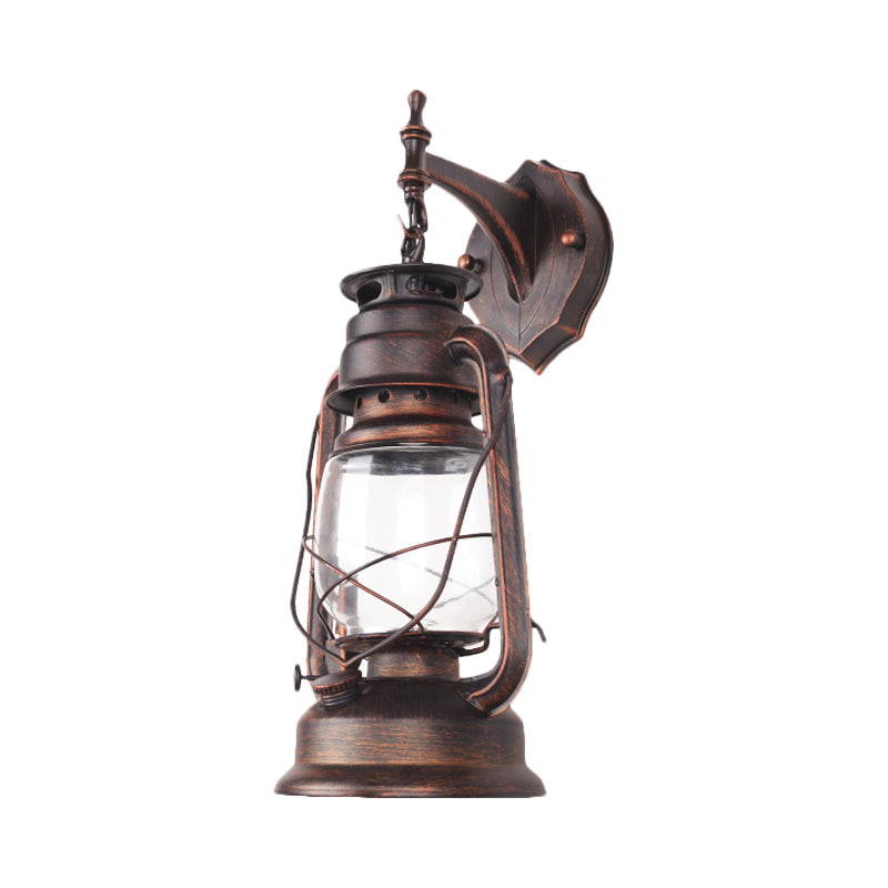 Transparent Glass Bronze/Black Wall Light Kerosene 1 Bulb Nautical Wall Mounted Lamp for Foyer