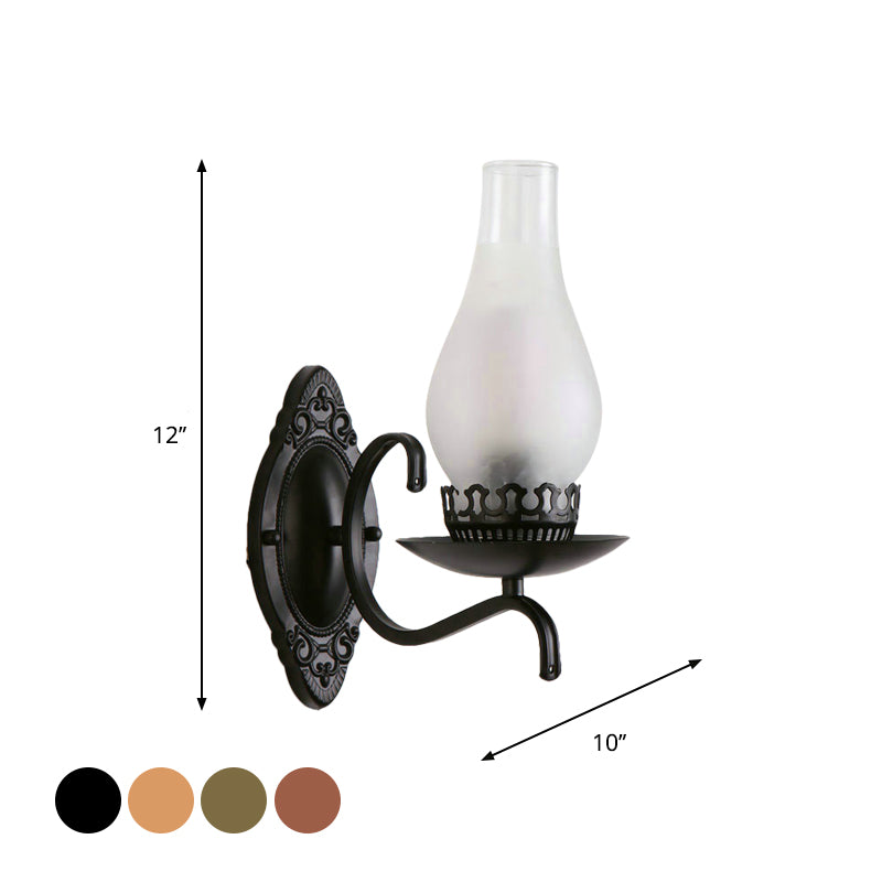 Lámpara de pared de una sola bombilla Luz de pared del corredor industrial con queroseno claro/glaseado de vidrio en cobre/bronce